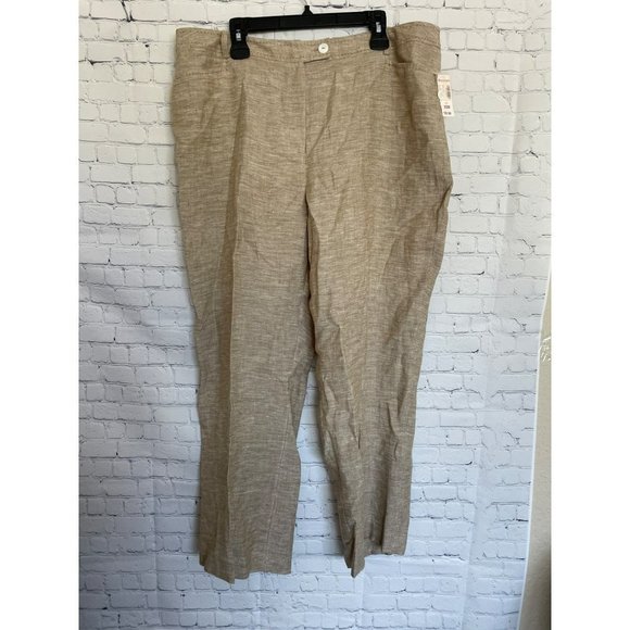 Dress Barn Pants - NWT Dress Barn 100% linen tan pants size 20